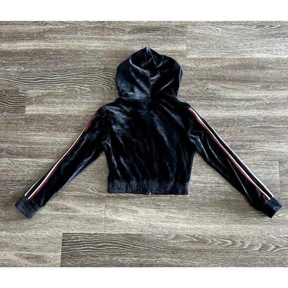 Manière De‎ Voir Black Velour Zip Hoodie Jacket Size 6 MDV Tracksuit Cropped Y2K - Picture 9 of 13